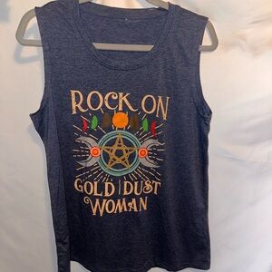 Rock On Gold Dust Woman Muscle Tee - Navy Graphic Tank
